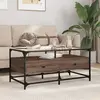 Image de Table Basse Et Dessus En Verre Chêne Marron 98,5x50x45 Cm Acier Vidaxl