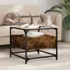 Image de Table Basse Avec Dessus En Verre Chêne Fumé 50x50x45 Cm Acier Vidaxl