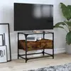 Image de Meuble Tv Avec Dessus En Verre Chêne Fumé Bois D'ingénierie Vidaxl
