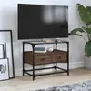 Image de Meuble Tv Avec Dessus En Verre Chêne Marron Bois D'ingénierie Vidaxl