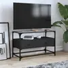Image de Meuble Tv Et Dessus En Verre Noir 80x35x51 Cm Bois D'ingénierie Vidaxl