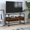 Image de Meuble Tv Avec Dessus En Verre Chêne Fumé Bois D'ingénierie Vidaxl