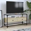 Image de Meuble Tv Avec Dessus En Verre Chêne Sonoma Bois D'ingénierie Vidaxl