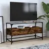 Image de Meuble Tv Avec Dessus En Verre Chêne Fumé Bois D'ingénierie Vidaxl