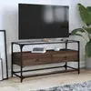 Image de Meuble Tv Avec Dessus En Verre Chêne Marron Bois D'ingénierie Vidaxl