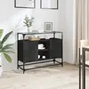 Image de Buffet Avec Dessus En Verre Noir 98x35x81 Cm Bois D'ingénierie Vidaxl