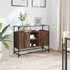 Image de Buffet Avec Dessus En Verre Chêne Marron Bois D'ingénierie Vidaxl