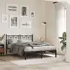 Image de Cadre De Lit Métal Sans Matelas Avec Tête De Lit Noir 140x190cm Vidaxl
