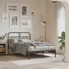Image de Cadre De Lit Métal Sans Matelas Avec Tête De Lit Noir 120x200cm Vidaxl