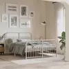 Image de Cadre De Lit Métal Sans Matelas Et Pied De Lit Blanc 137x190 Cm Vidaxl