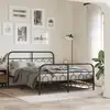 Image de Cadre De Lit Métal Sans Matelas Avec Pied De Lit Noir 140x190cm Vidaxl