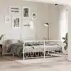 Image de Cadre De Lit Métal Sans Matelas Et Pied De Lit Blanc 183x213 Cm Vidaxl