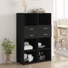 Image de Buffet Haut Noir 80x42,5x124 Cm Bois D'ingénierie Vidaxl