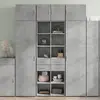 Image de Buffet Haut Gris Béton 70x42,5x185 Cm Bois D'ingénierie Vidaxl