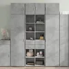Image de vidaXL Buffet haut gris béton 70x425x185 cm bois dingénierie buffet meuble de rangement armoire haute armoire armoire 3281465