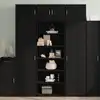Image de Buffet Haut Noir 70x41x185 Cm Bois D'ingénierie Vidaxl