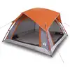 Image de Vidaxl tente de camping de cabine 4 personnes gris orange imperméable