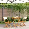 Image de Ensemble De Bistro 3 Pcs Blanc Crème Tissu Et Bois Massif Vidaxl
