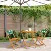 Image de Ensemble De Bistro 3 Pcs Motif De Feuilles Tissu Et Bois Massif Vidaxl