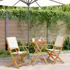 Image de Ensemble De Bistro 3 Pcs Blanc Crème Tissu Et Bois Massif Vidaxl