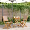Image de Ensemble De Bistro 3 Pcs Taupe Tissu Et Bois Massif Vidaxl