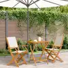Image de Ensemble De Bistro 3 Pcs Blanc Crème Tissu Et Bois Massif Vidaxl