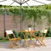 Image de Ensemble De Bistro 3 Pcs Blanc Crème Tissu Et Bois Massif Vidaxl