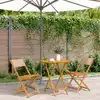 Image de Ensemble De Bistro 3 Pcs Taupe Tissu Et Bois Massif Vidaxl