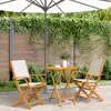 Image de Ensemble De Bistro 3 Pcs Blanc Crème Tissu Et Bois Massif Vidaxl