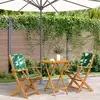 Image de Ensemble De Bistro 3 Pcs Motif De Feuilles Tissu Et Bois Massif Vidaxl
