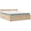 Image de Lit Avec Tiroirs Et Matelas 200x200 Cm Bois Massif De Pin Vidaxl