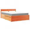 Image de Vidaxl lit avec tiroirsmatelas marron 140x200 cm bois massif pin