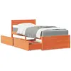 Image de Lit Avec Tiroirs/matelas Cire Marron 100x200 Cm Bois Massif Pin Vidaxl