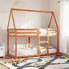 Image de vidaXL Lit superposé avec toit cire marron 90x190cm bois massif de pin lit cadre de lit lit mezzanine meuble de chambre 3282086