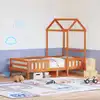 Image de Cadre De Lit Avec Toit Sans Matelas Cire Marron 90x200 Cm Vidaxl