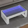Image de vidaXL Table basse avec LED infini blanc 90x53x30 cm table dappoint table de salon table latérale bout de canapé table 847637