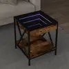 Image de Table Basse Avec Led Infinity Chêne Fumé 40x40x49 Cm Vidaxl
