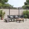 Image de vidaXL Salon de jardin 4 pcs avec coussins noir aluminium ensemble de canapés de jardin ensemble de canapés de patio 3283706