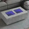 Image de vidaXL Table basse avec LED infini gris béton 116x69x40 cm table dappoint table de salon table latérale bout de canapé