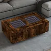 Image de vidaXL Table basse avec LED infini chêne fumé 116x69x40 cm table dappoint table de salon table latérale bout de canapé