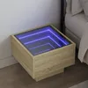 Image de vidaXL Table de chevet avec LED infini chêne sonoma 40x40x30 cm 3284065