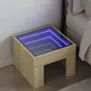 Image de Table De Chevet Avec Led Infini Chêne Sonoma 40x40x30 Cm Vidaxl