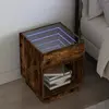 Image de Table De Chevet Avec Led Infini Chêne Marron 40x40x50 Cm Vidaxl