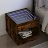Image de Table De Chevet Avec Led Infini Chêne Fumé 50x50x50 Cm Vidaxl
