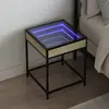 Image de Table De Chevet Avec Led Infini Chêne Sonoma 40x40x51 Cm Vidaxl