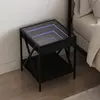 Image de Table De Chevet Avec Led Infini Noir 40x40x49 Cm Vidaxl