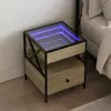 Image de Table De Chevet Avec Led Infini Chêne Sonoma 40x40x51 Cm Vidaxl