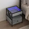 Image de Table De Chevet Avec Led Infini Sonoma Gris 40x40x51 Cm Vidaxl