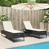 Image de vidaXL Ensemble de chaises longues et coussins 3 pcs marron poly rotin transat lit de repos de jardin meuble dextérieur 3284264