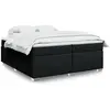 Image de Sommier À Lattes De Lit Avec Matelas Noir 200x200 Cm Tissu Vidaxl